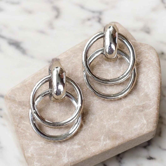 Silver double ring hoop - Kashika JewelCrafts