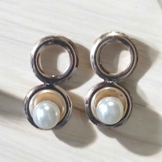 Two circle studs with moti - Kashika JewelCrafts