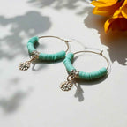 Hoop earrings with blue beads and charm - Kashika JewelCrafts