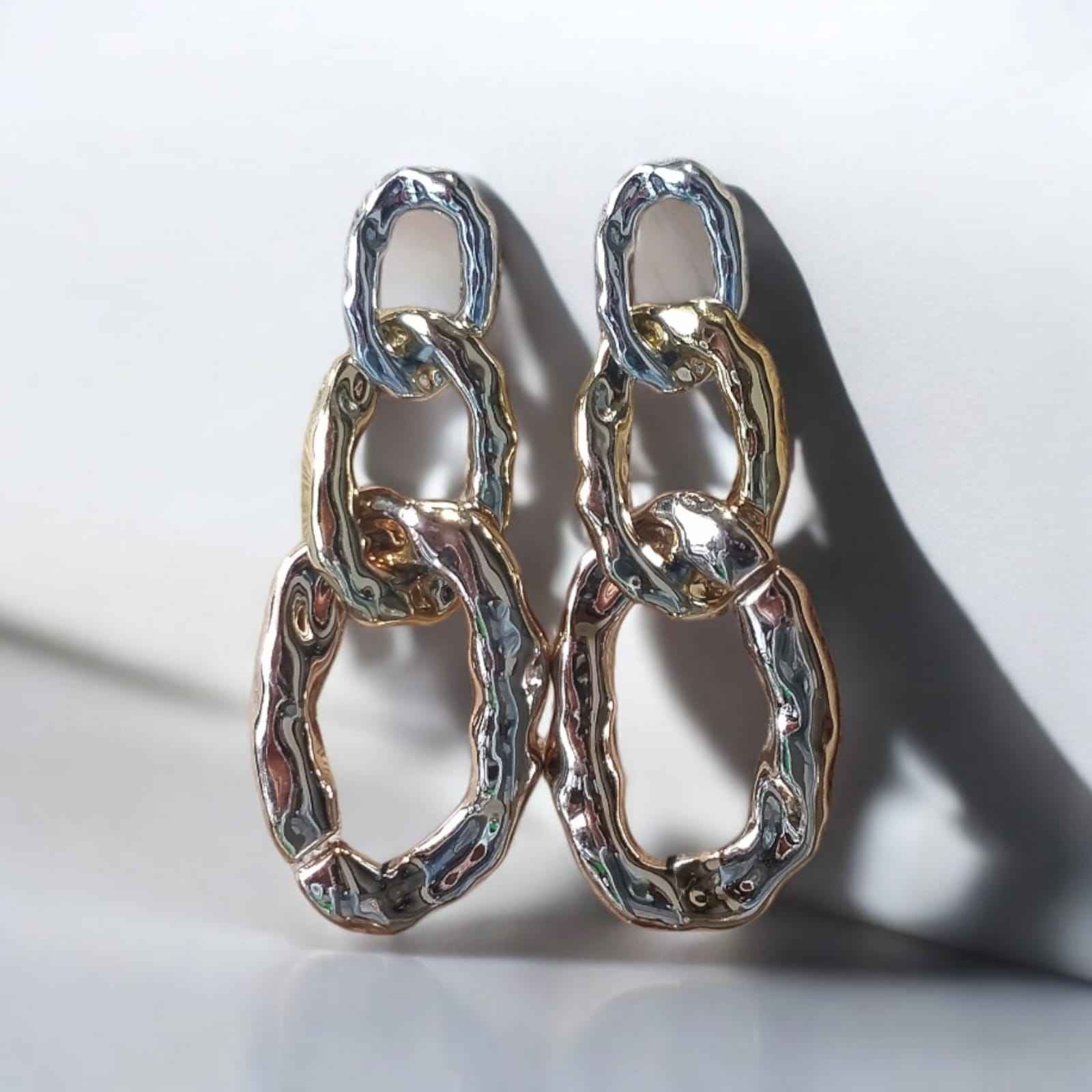 Anti tarnish metal chain scrunched western earrings - Kashika JewelCrafts