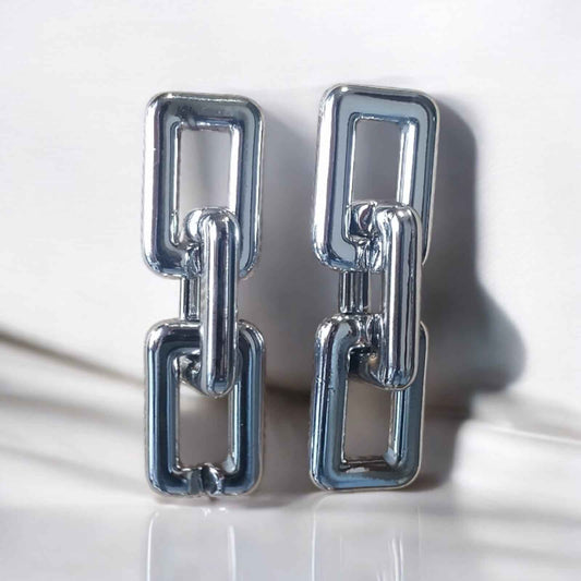 Chunky square linked chain earrings - Kashika JewelCrafts