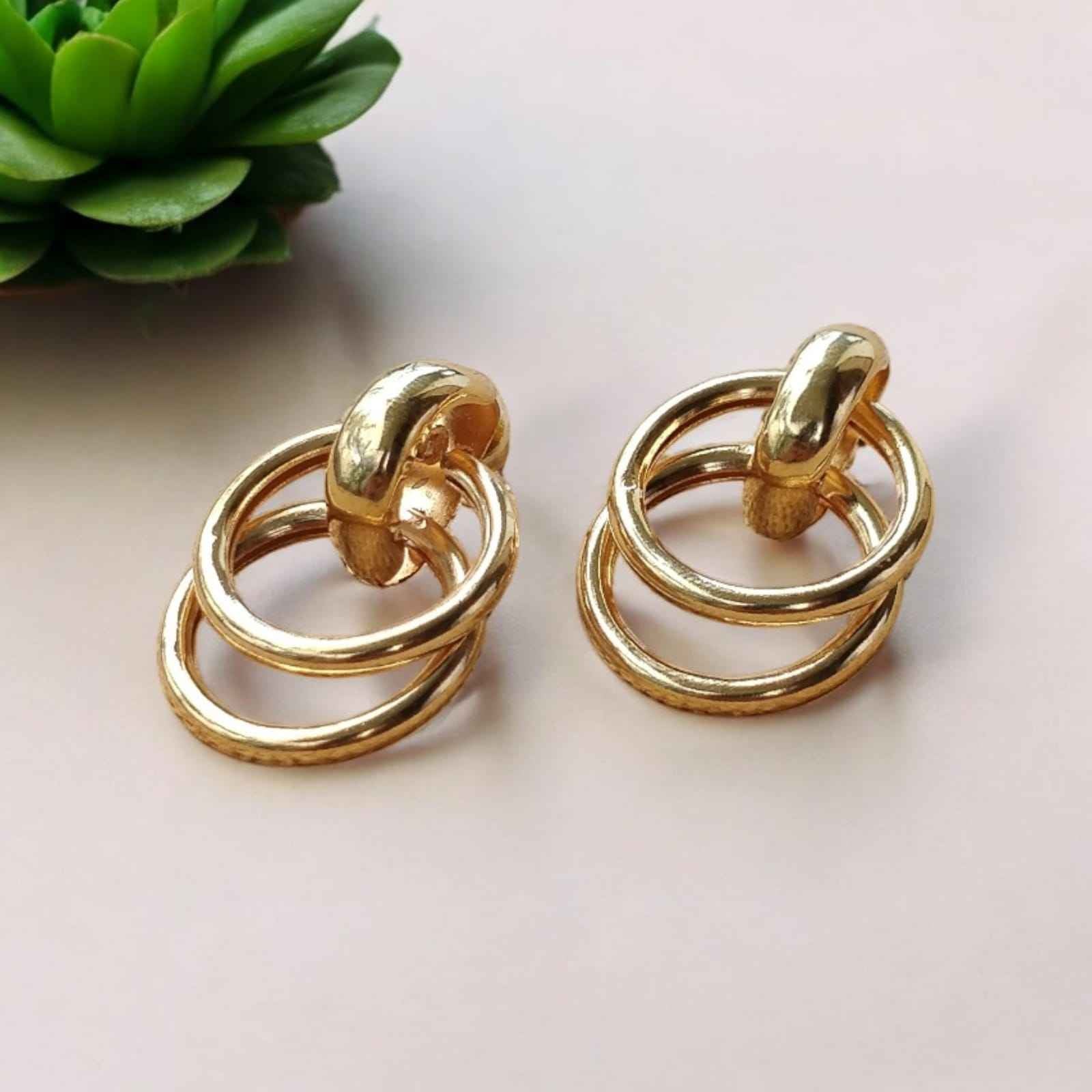 Gold double ring hoop - Kashika JewelCrafts