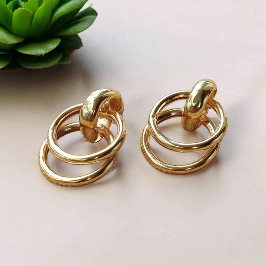 Gold double ring hoop - Kashika JewelCrafts
