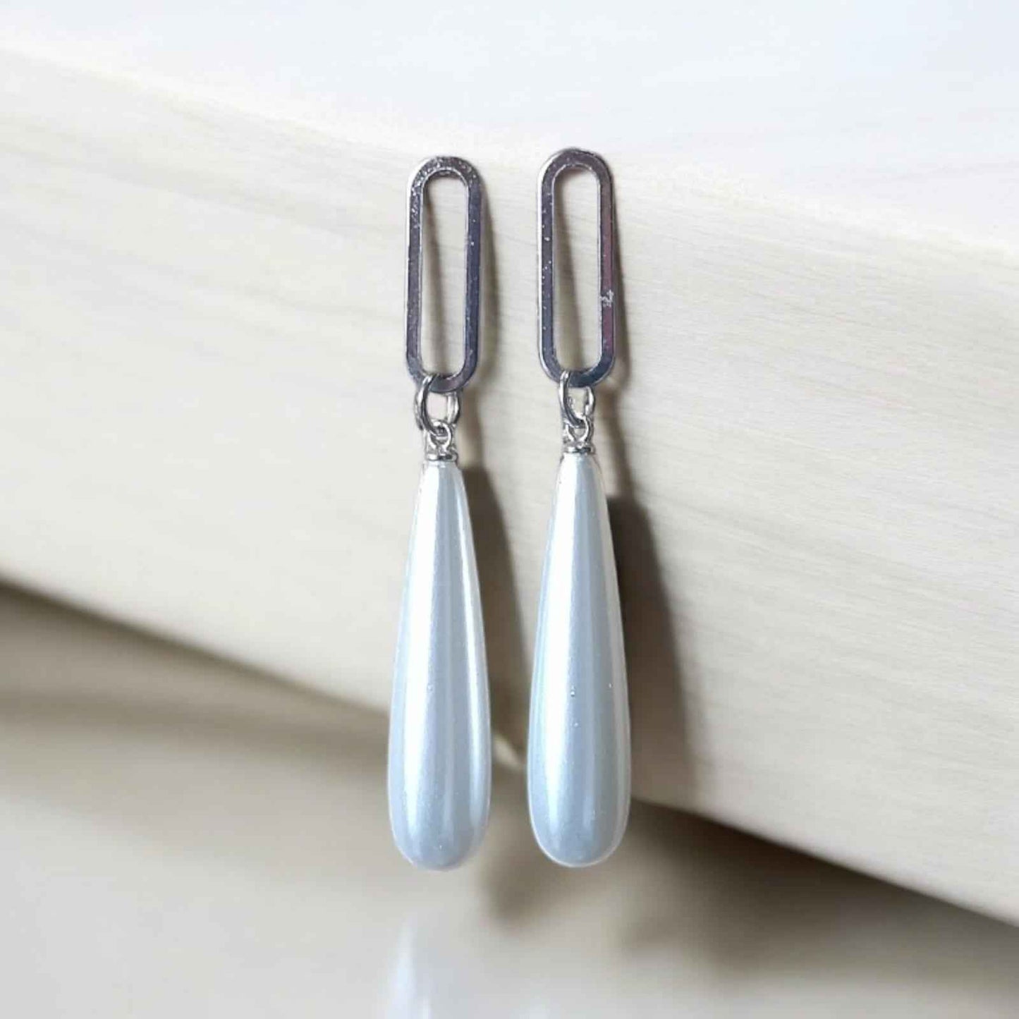 Long tear drop pearl earrings - Kashika JewelCrafts