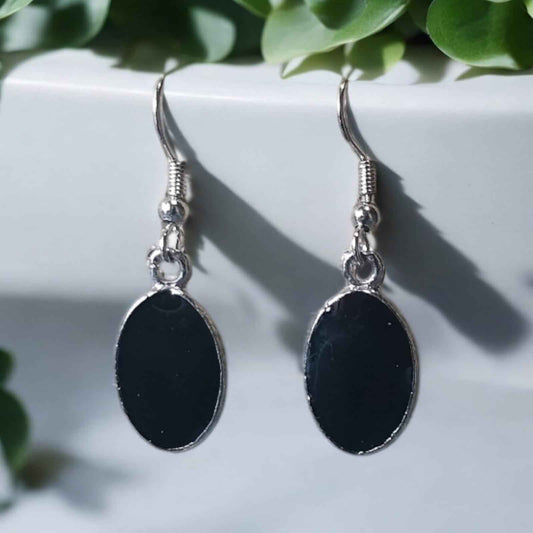 Sterning silver black drop earrings - Kashika JewelCrafts