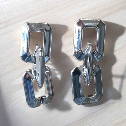 Geometric chain link earrings - Kashika JewelCrafts