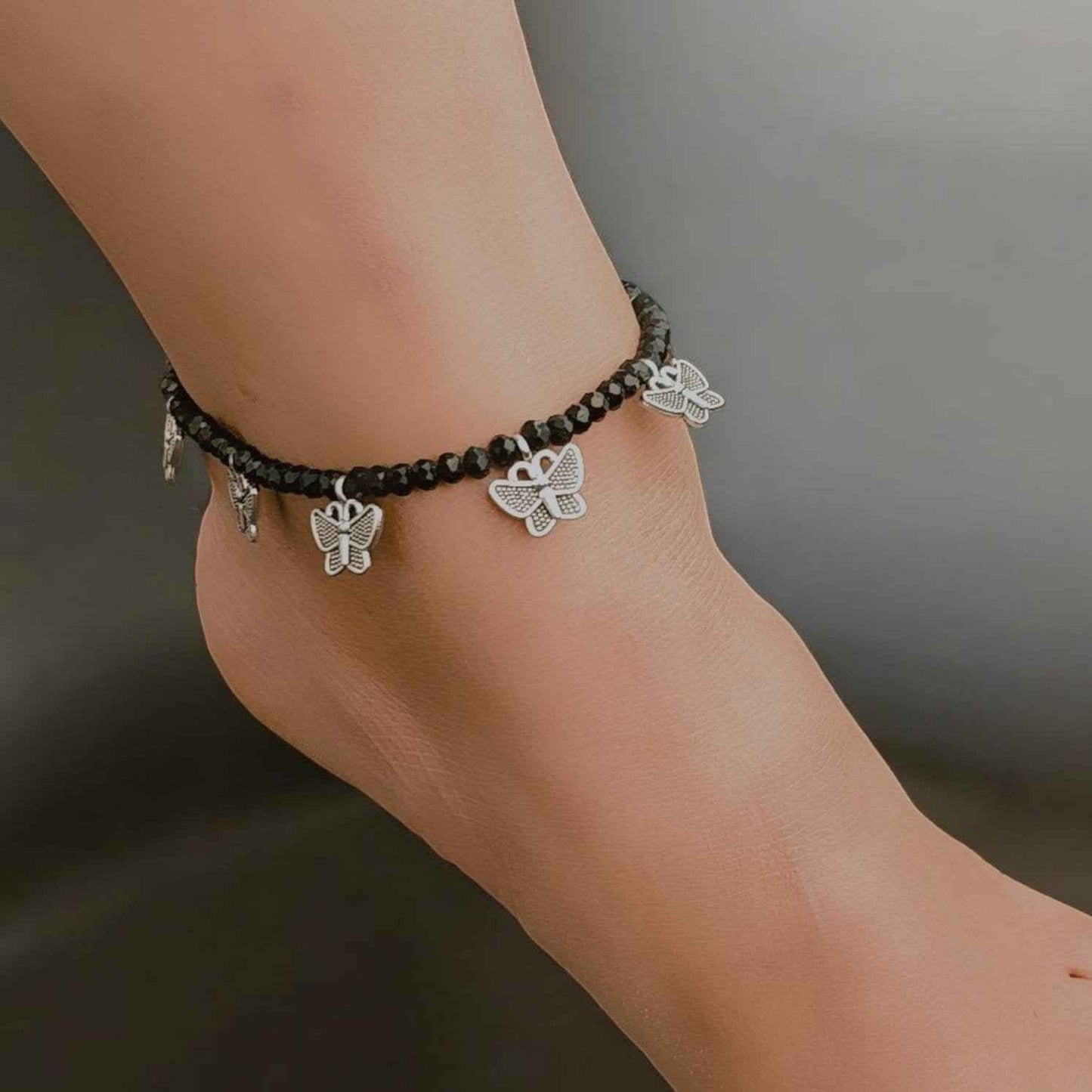 Butterfly charm nazariya anklet - Kashika JewelCrafts
