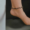 Black beads anklet with bells - Kashika JewelCrafts