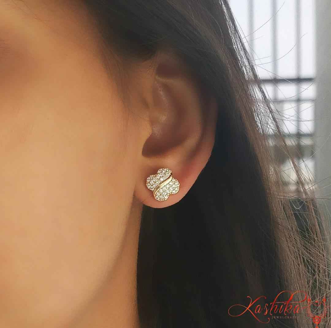 Cubic gold plated stud earrings - Kashika JewelCrafts