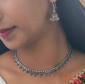 Oxidised silver brass minimal necklace set - Kashika JewelCrafts