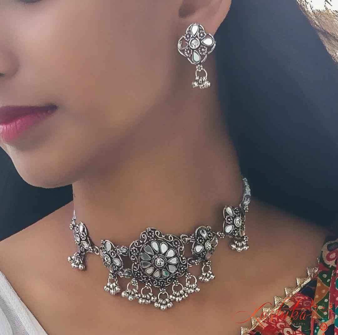 Oxidised choker set - Kashika JewelCrafts