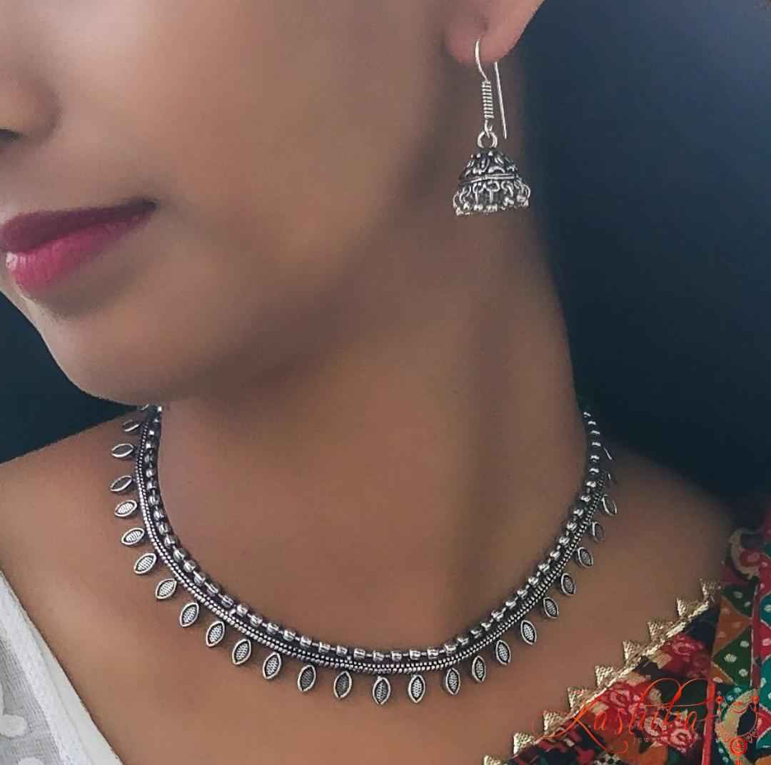 Oxidised dew drop set - Kashika JewelCrafts