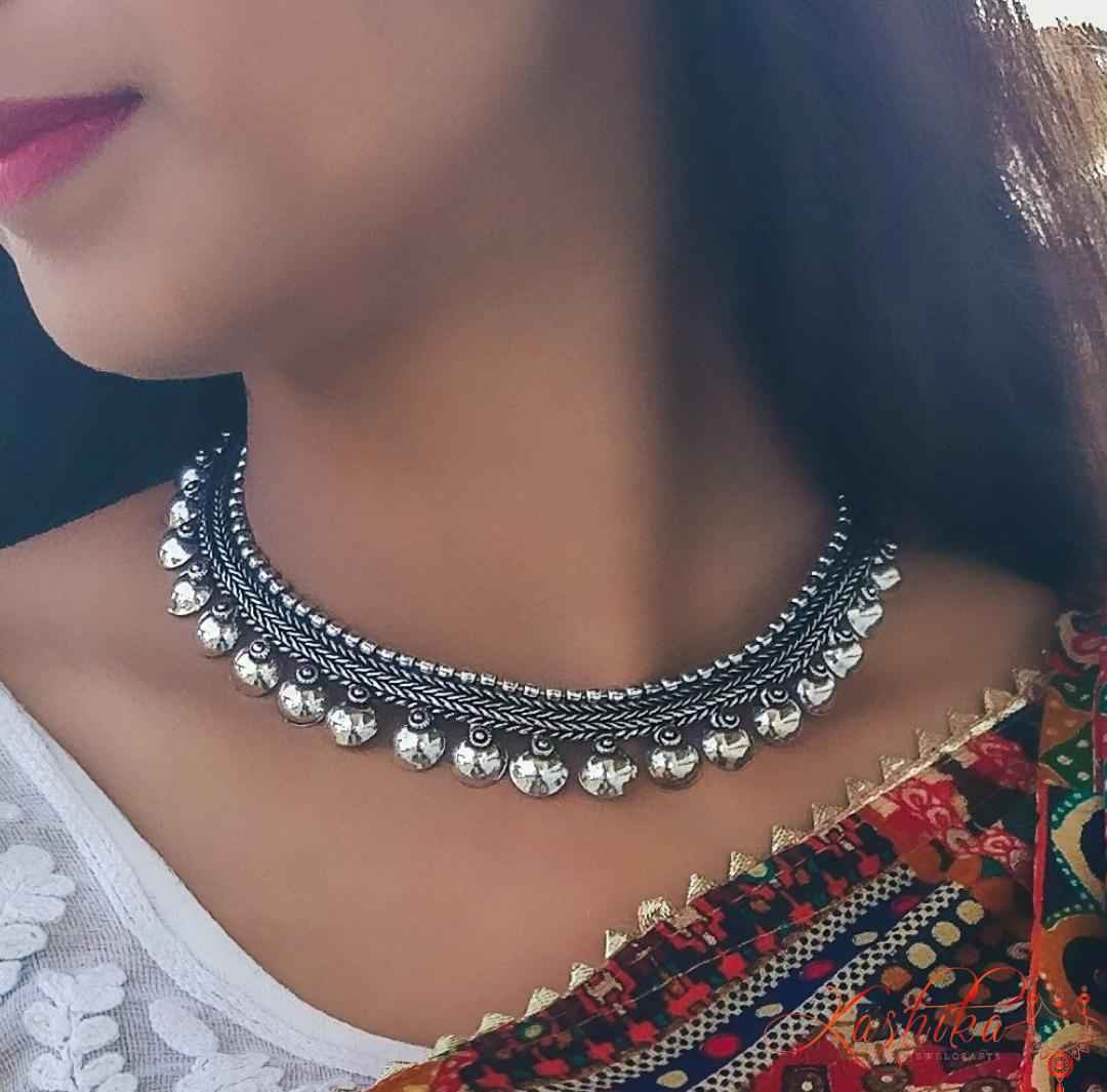 Oxidised grace choker - Kashika JewelCrafts