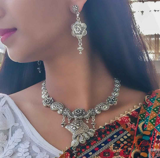 Mayura oxidised set - Kashika JewelCrafts