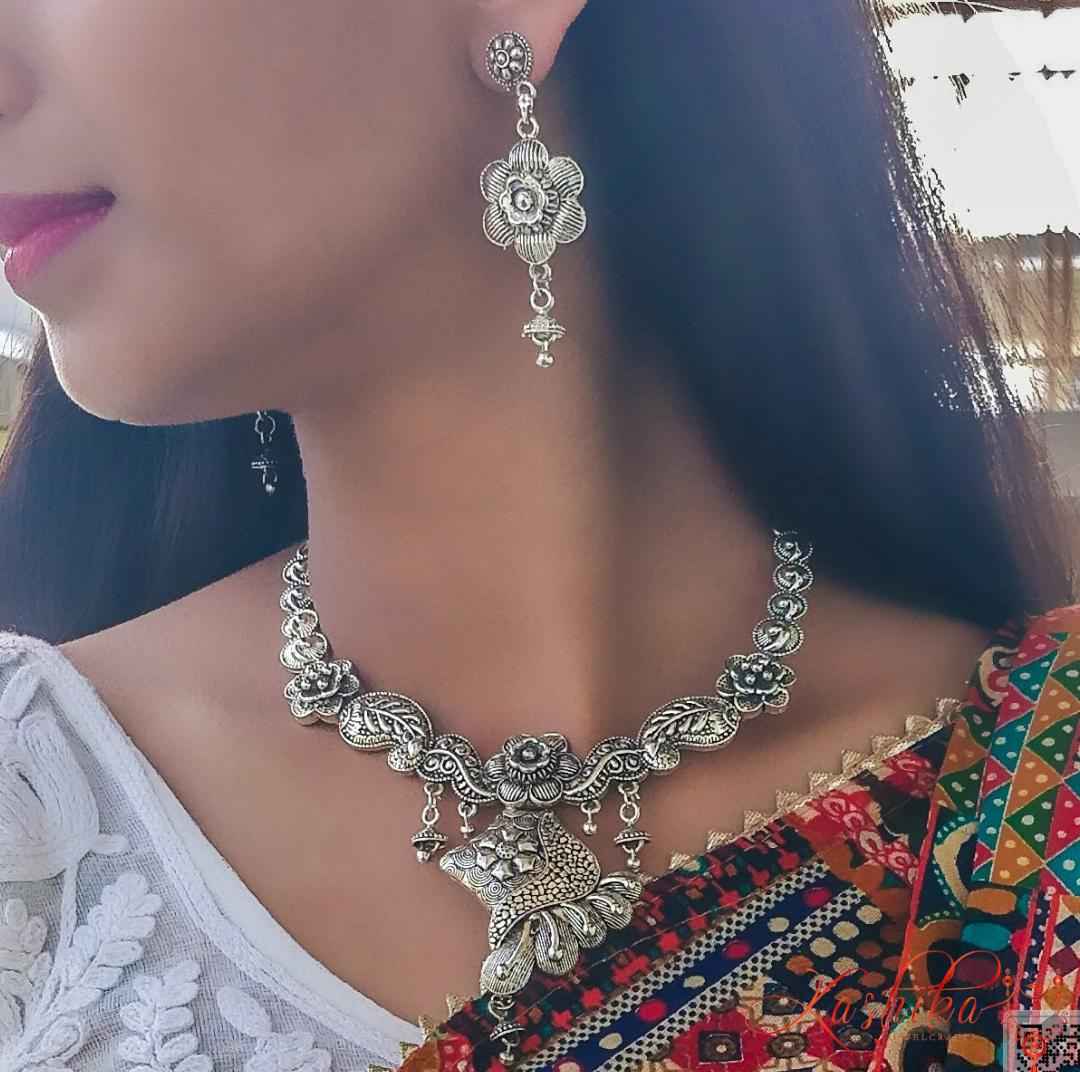 Mayura oxidised set - Kashika JewelCrafts