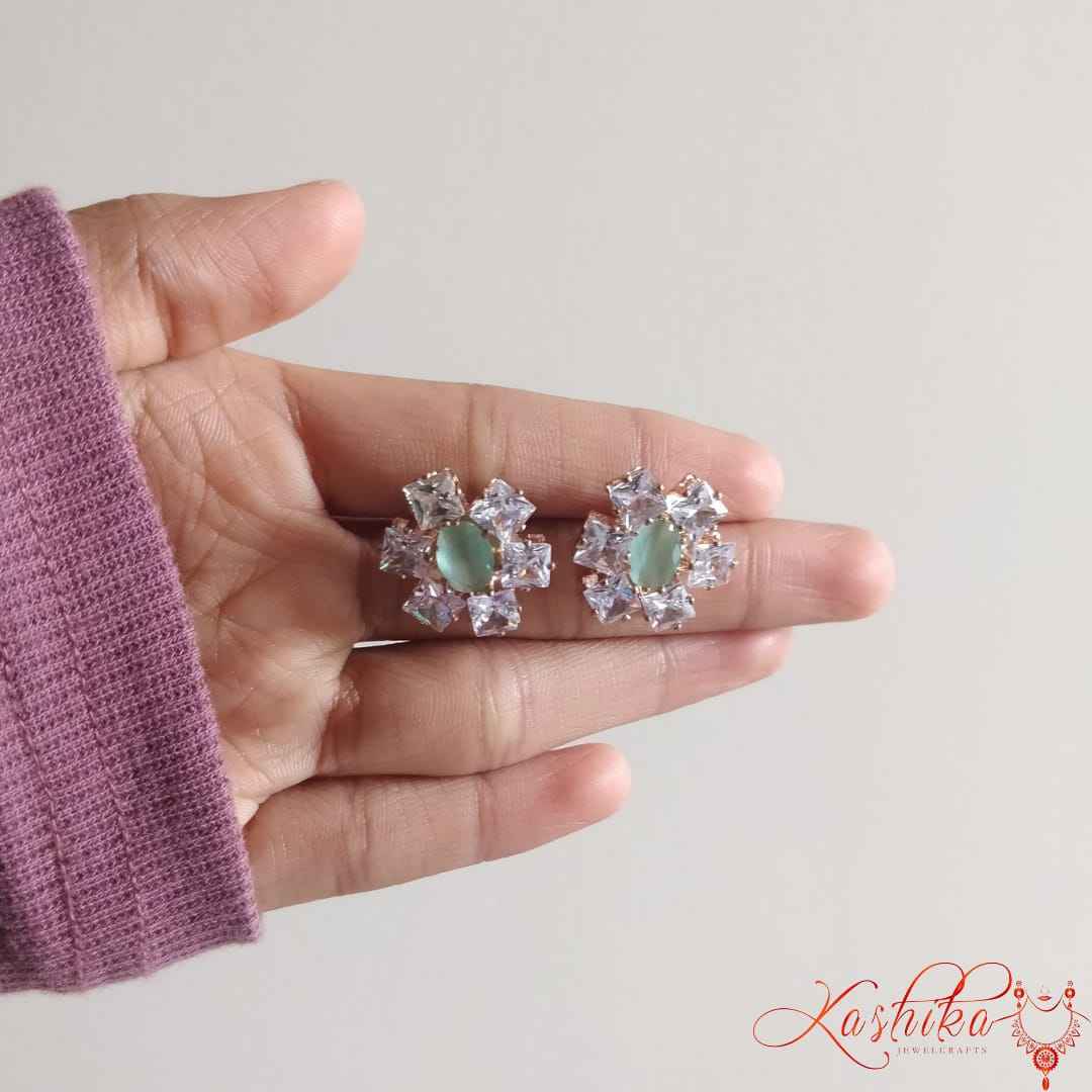 American diamond stone stud earrings - Kashika JewelCrafts