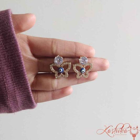Butterfly evil eye stone earrings - Kashika JewelCrafts
