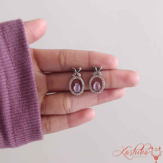 Studs with pink stone - Kashika JewelCrafts