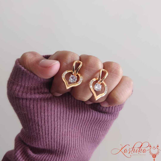 Heart rosegold earrings - Kashika JewelCrafts