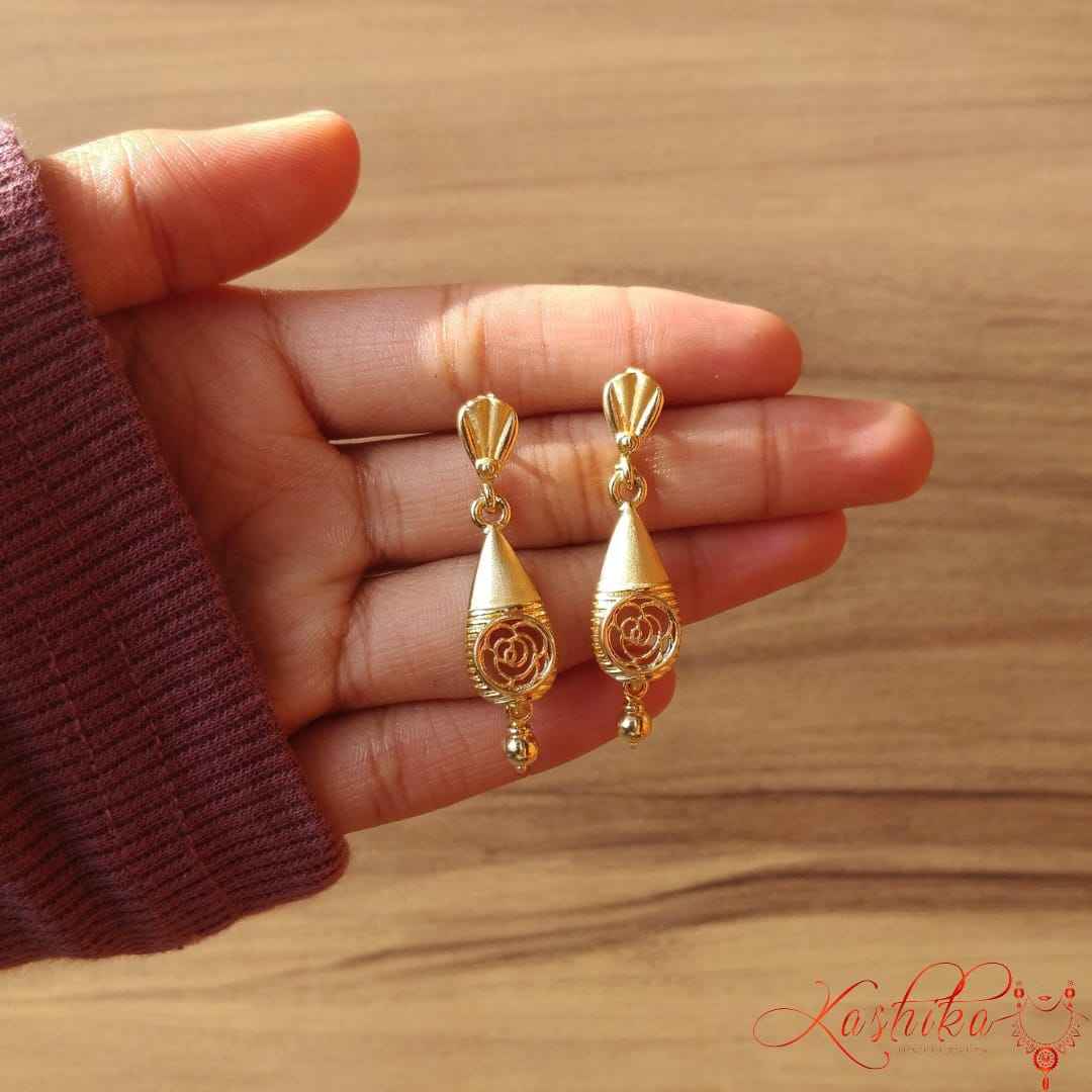 Traditional golden studs drop earrings - Kashika JewelCrafts