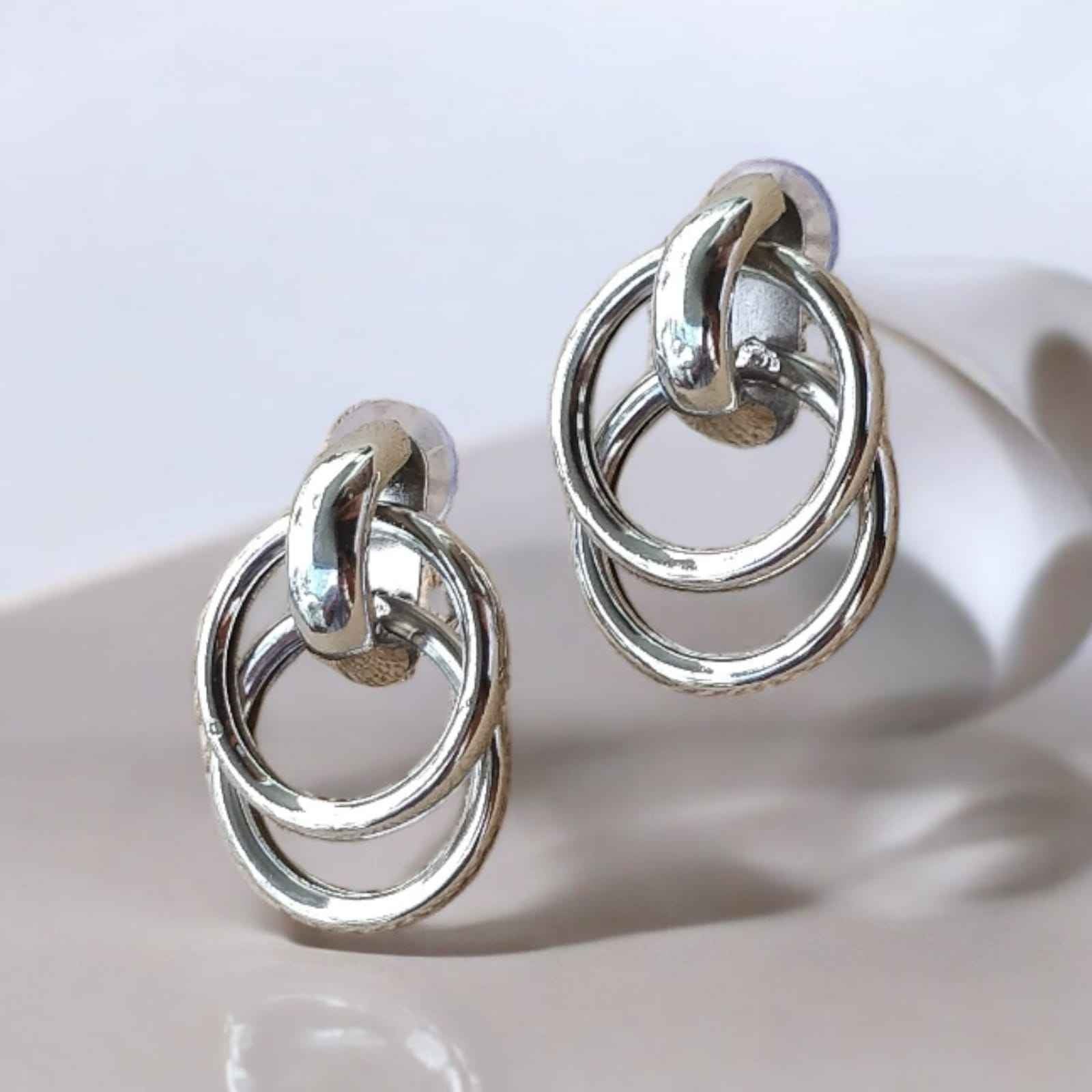 Silver double ring hoop - Kashika JewelCrafts