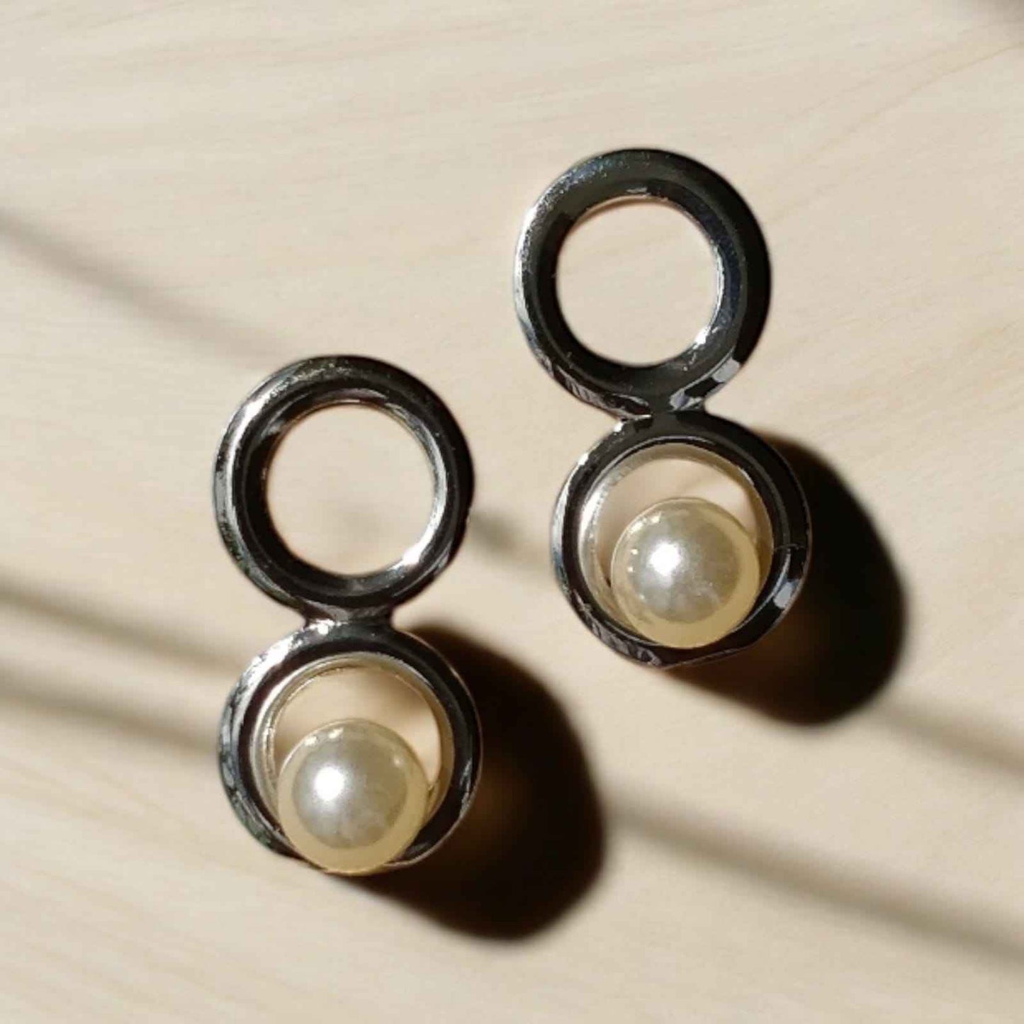Two circle studs with moti - Kashika JewelCrafts