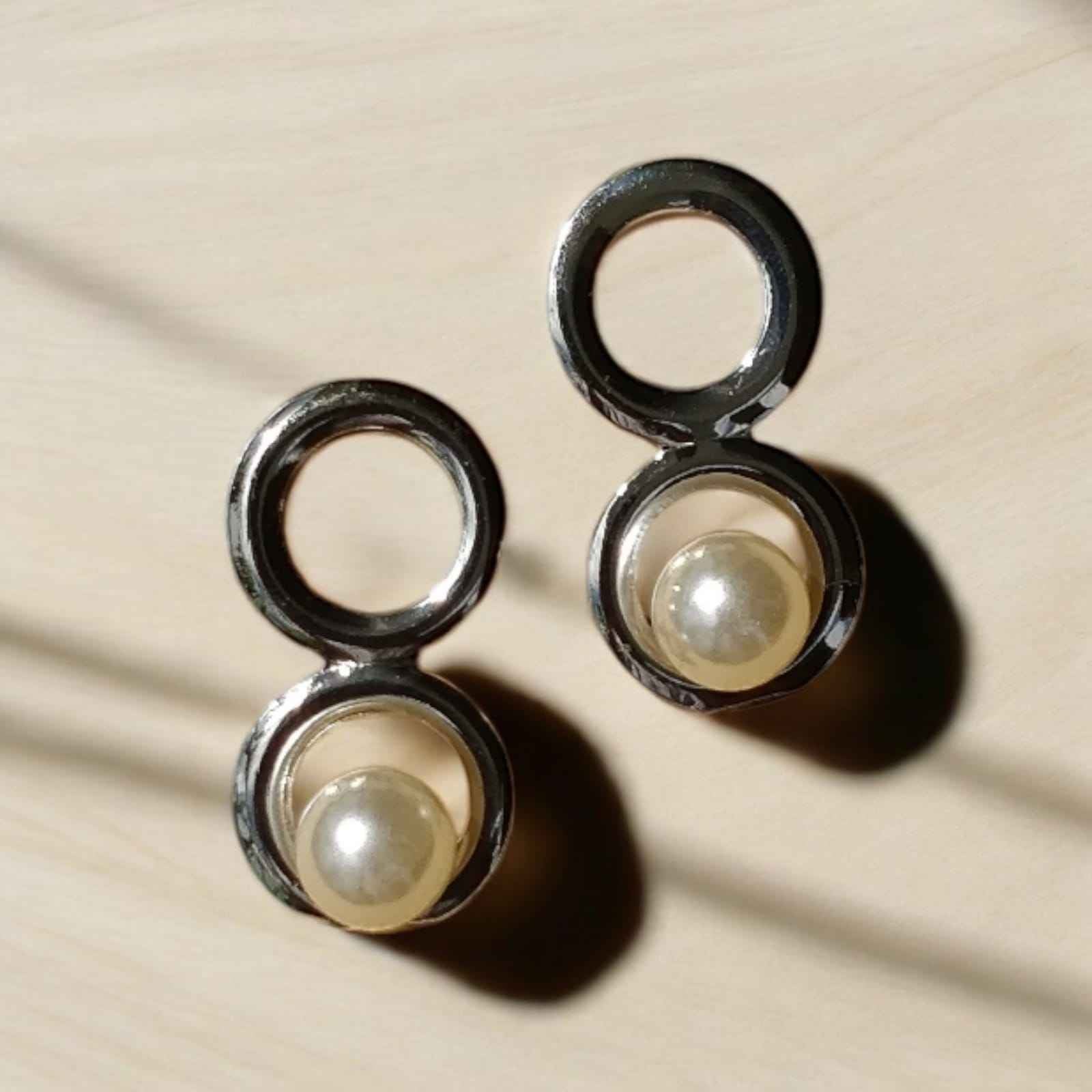 Two circle studs with moti - Kashika JewelCrafts