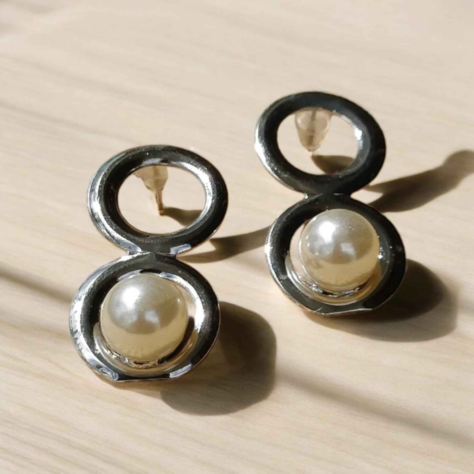 Two circle studs with moti - Kashika JewelCrafts
