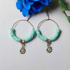 Hoop earrings with blue beads and charm - Kashika JewelCrafts