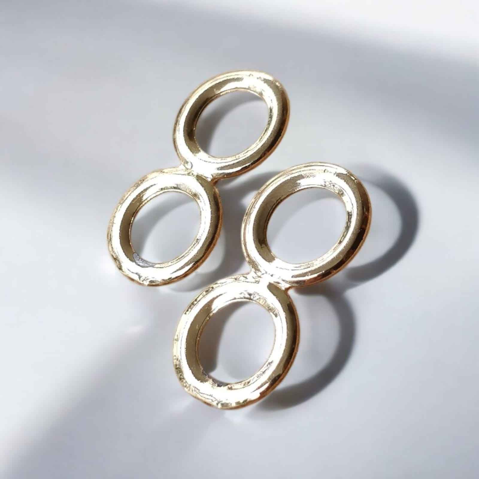 Gold plated two circle studs - Kashika JewelCrafts
