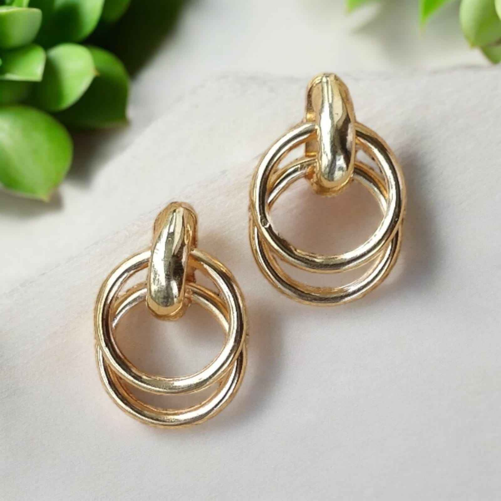 Gold double ring hoop - Kashika JewelCrafts