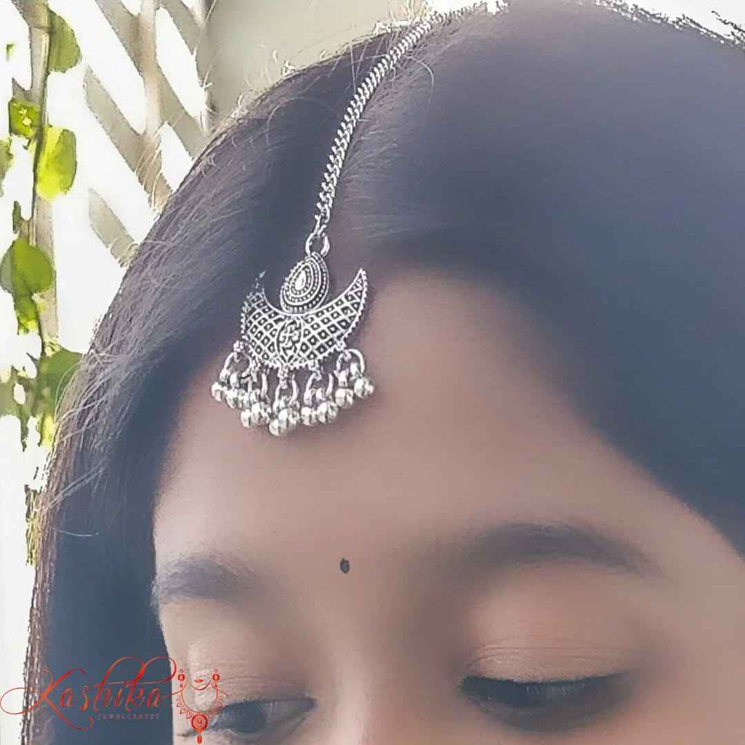 Oxidised set with maang tika - Kashika JewelCrafts