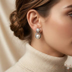 Silver Infinity Pearl Drop Earrings for Women | Elegant Pearl Stud Earrings