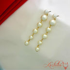 Elegant Pearl Cascade Dangler Earrings – Gold Finish | Statement Pearl Drop Earrings