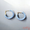 Denim Blue Mini Crochet Hoop Earrings – Handmade Boho Chic Jewelry