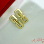 Gold geometric chain link rectangle drop earrings for women