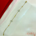Gold clover charm bracelet for women minimal adjustable flower bracelet
