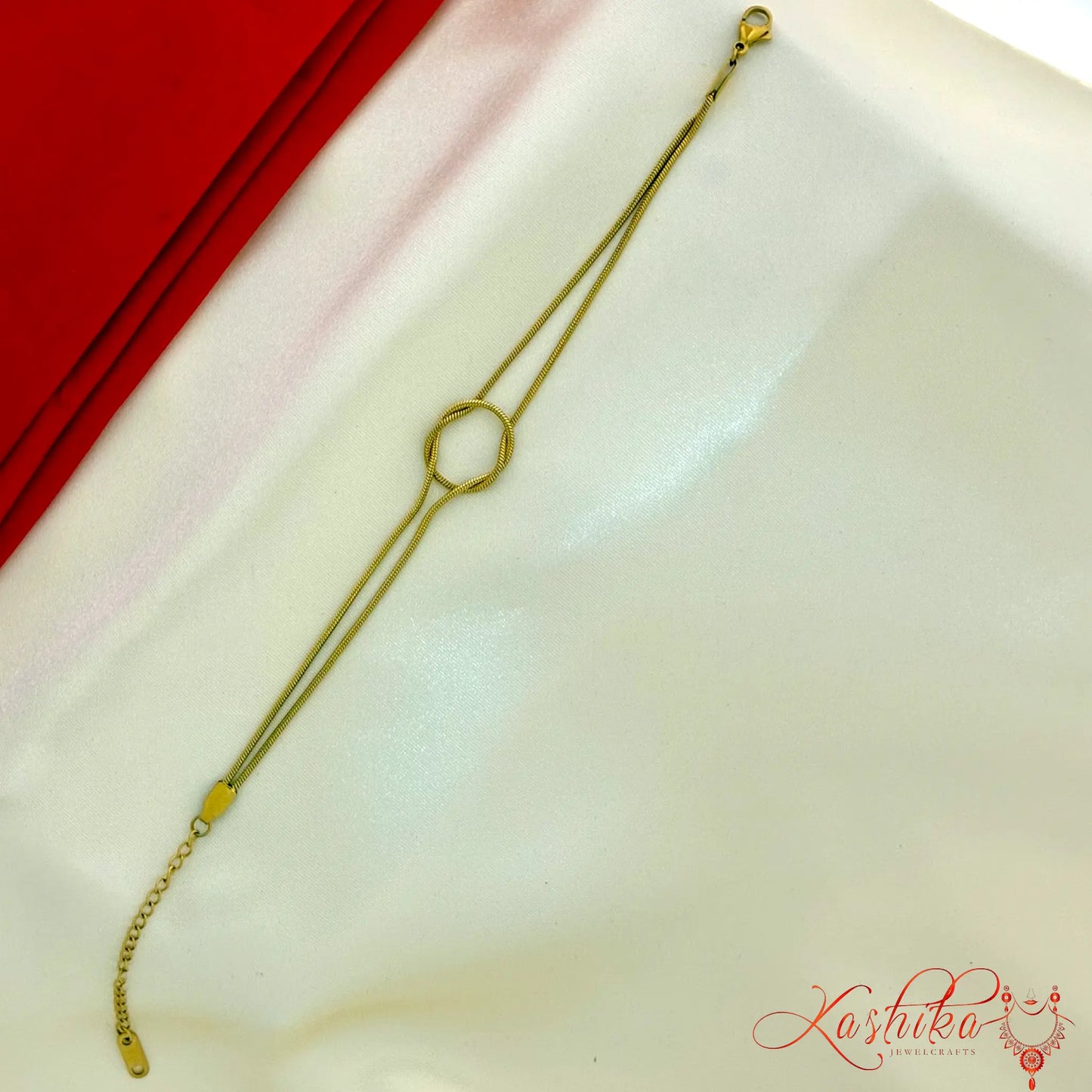 Minimal gold double chain circle bracelet for women adjustable fashion bracelet