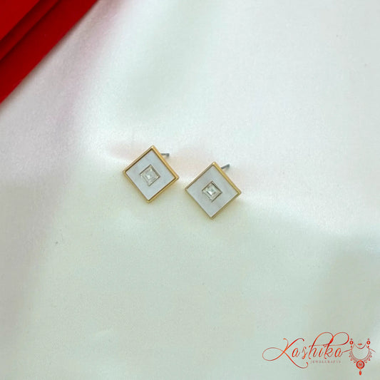 gold square crystal stud earrings for women minimalist daily wear earrings