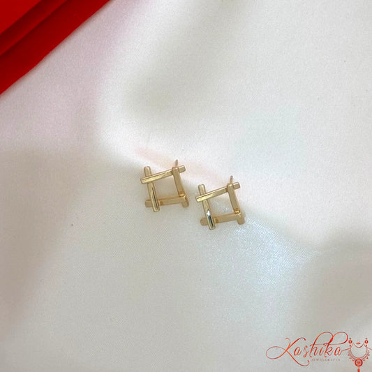 Minimalist gold square geometric stud earrings for women