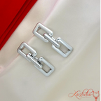 silver geometric link chain statement earrings for women trendy dangler earrings