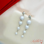 Elegant silver pearl dangler earrings for women lightweight pearl drop earrings