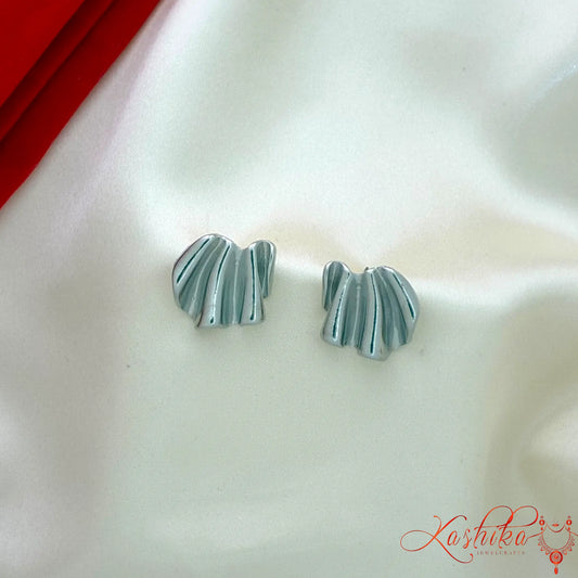 Silver shell stud earrings for women with ocean inspired minimalist design