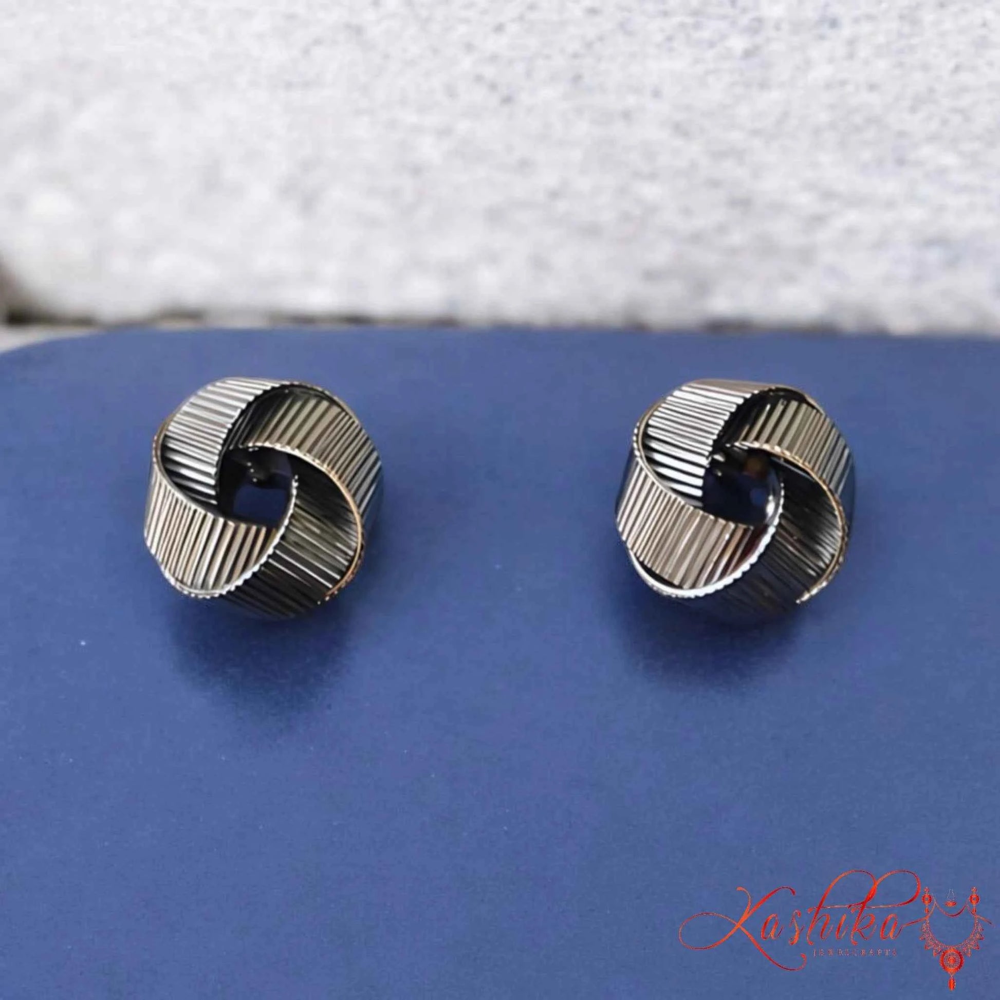 Textured Metallic Knot Stud Earrings – Elegant Minimalist Jewelry - Kashika JewelCrafts
