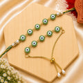 Green Evil Eye Bhai Bhabhi Rakhi Set | Adjustable Lumba Rakhi for Brother & Bhabhi