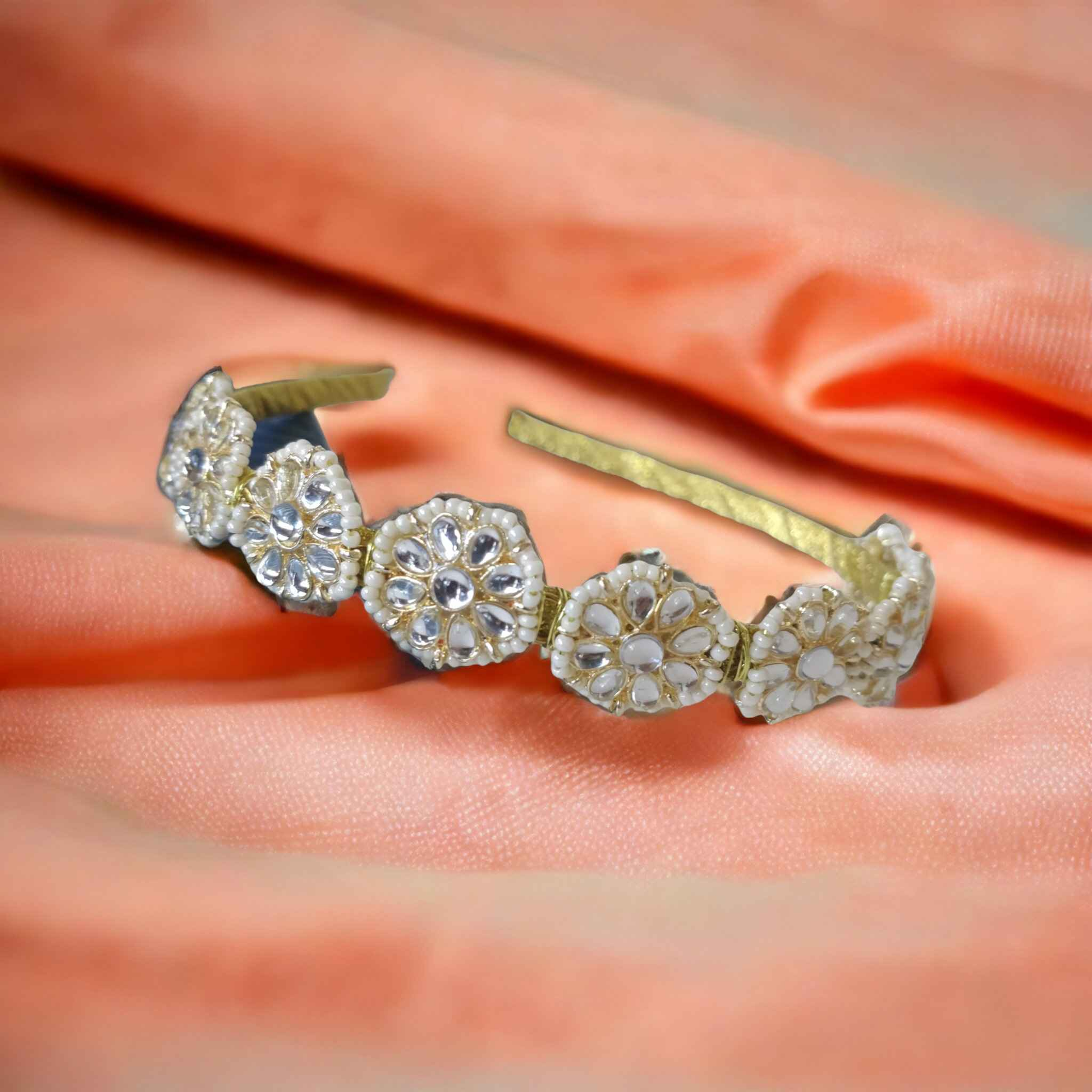 White Kundan and Pearls Matha Patti-4 - Kashika JewelCrafts