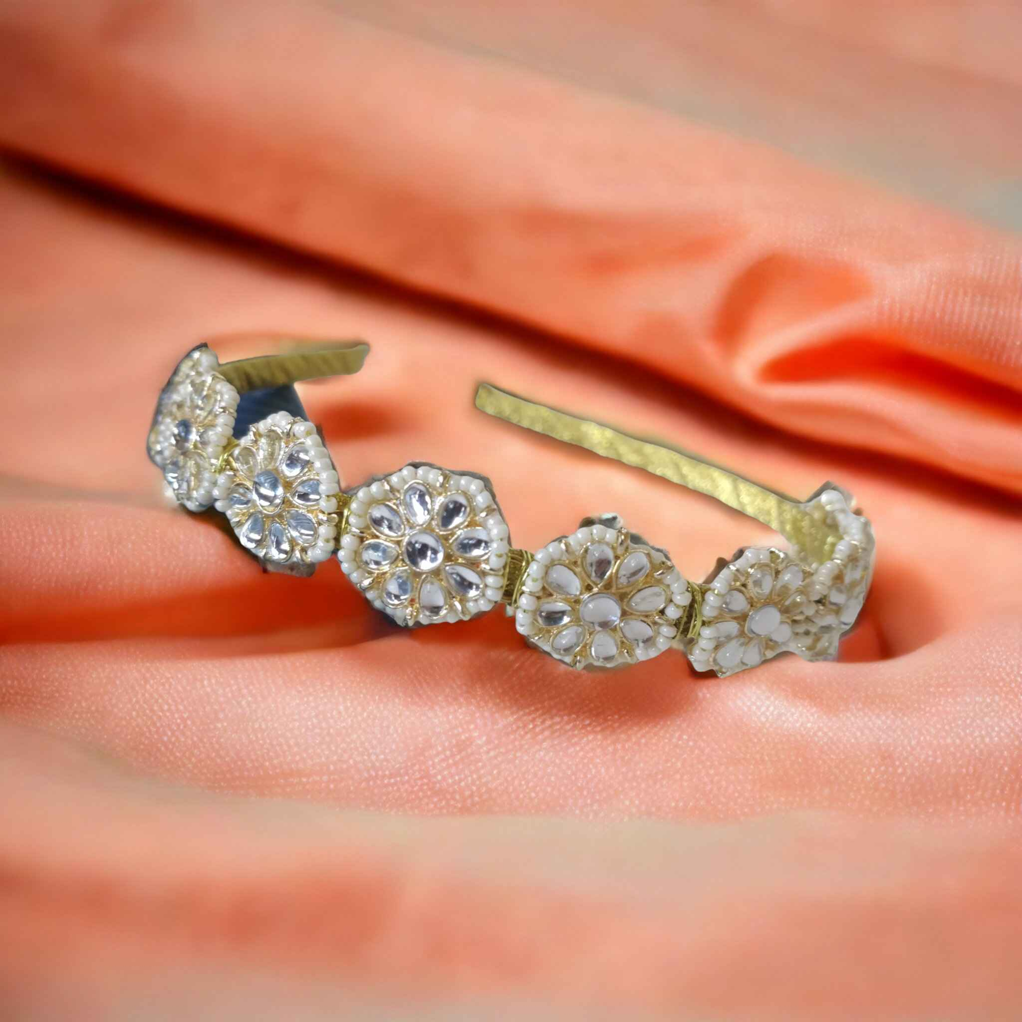 White Kundan and Pearls Matha Patti-4 - Kashika JewelCrafts